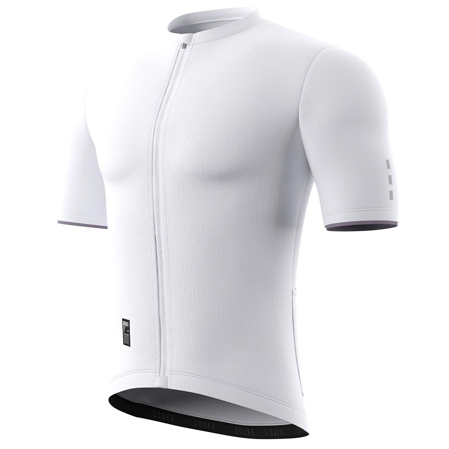 Souke Men's  Pro Team Race Fit Solid Cycling Jersey-CS1105-White (6566584090737)