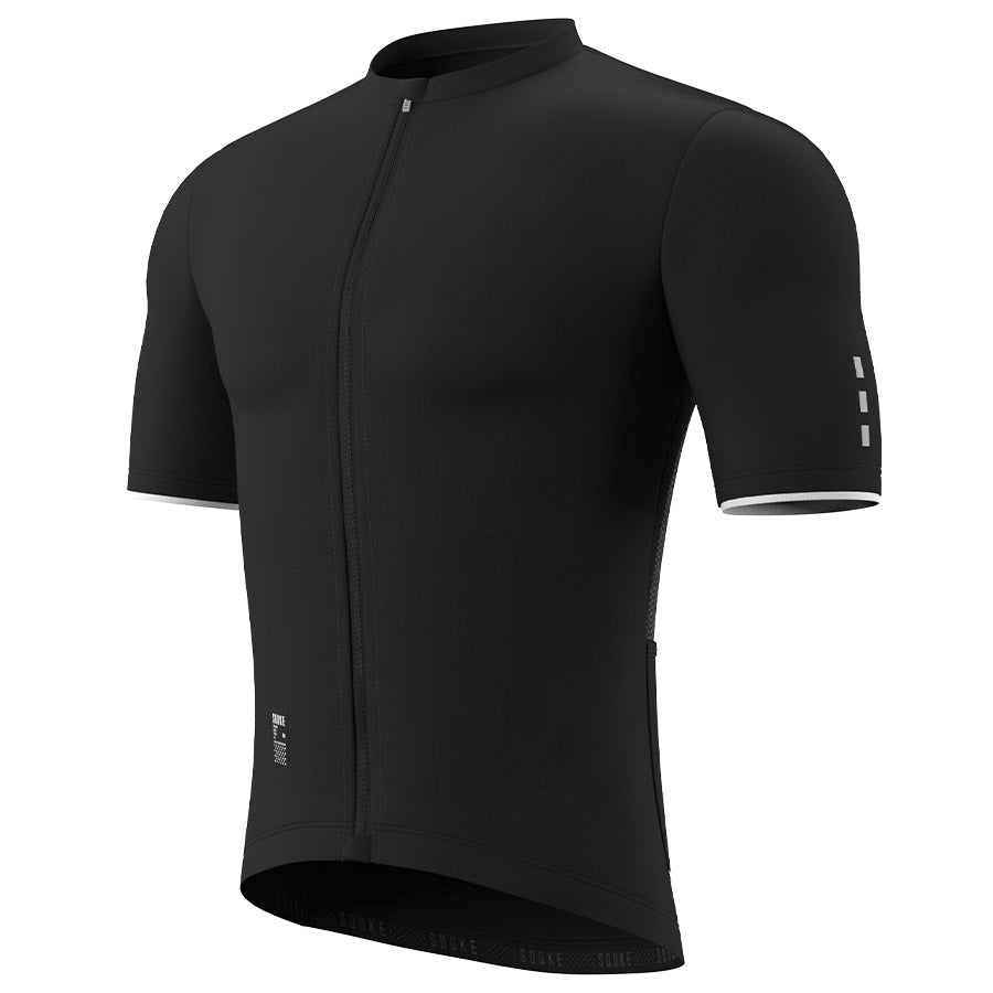 Souke Men's  Pro Team Race Fit Solid Cycling Jersey-CS1105-Black (6566575505521)