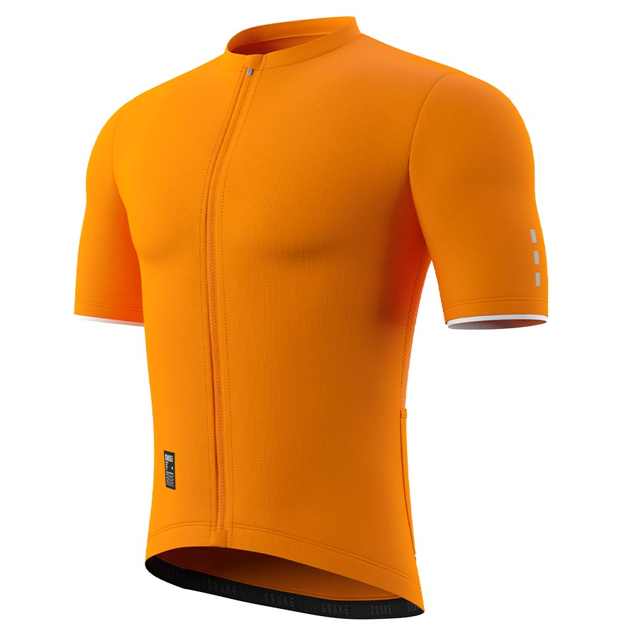 Souke Men's  Pro Team Race Fit Solid Cycling Jersey-CS1105-Orange (6581643575409)