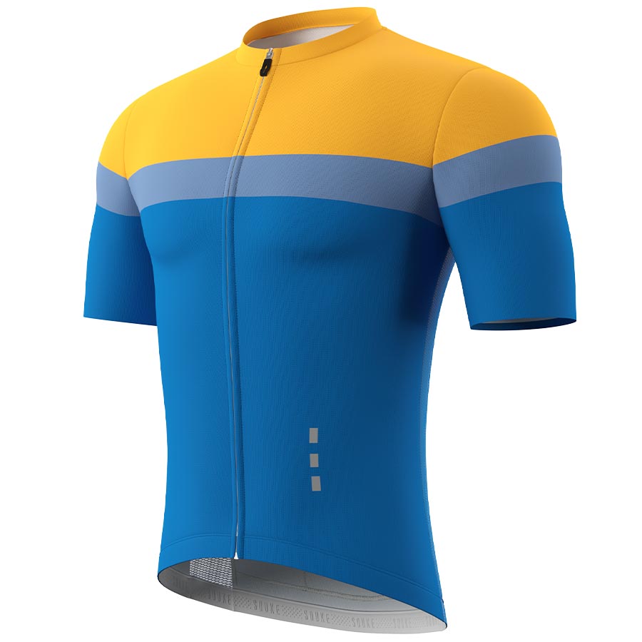 Souke Men's  Pro Team Race Fit Cycling Jersey-CS1106-Yellow-Blue (6563706044529)