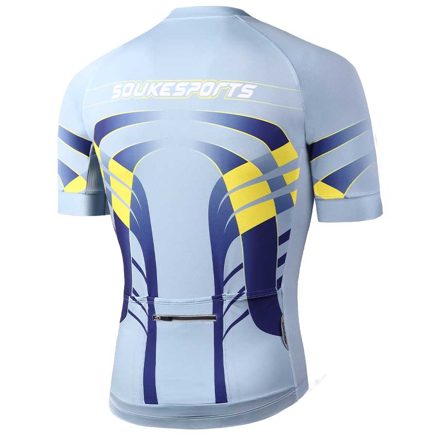 Souke™ Men's  Pro Team Solid Cycling Jersey With Zip Pocket-CS2116-Grey (6618349895793)