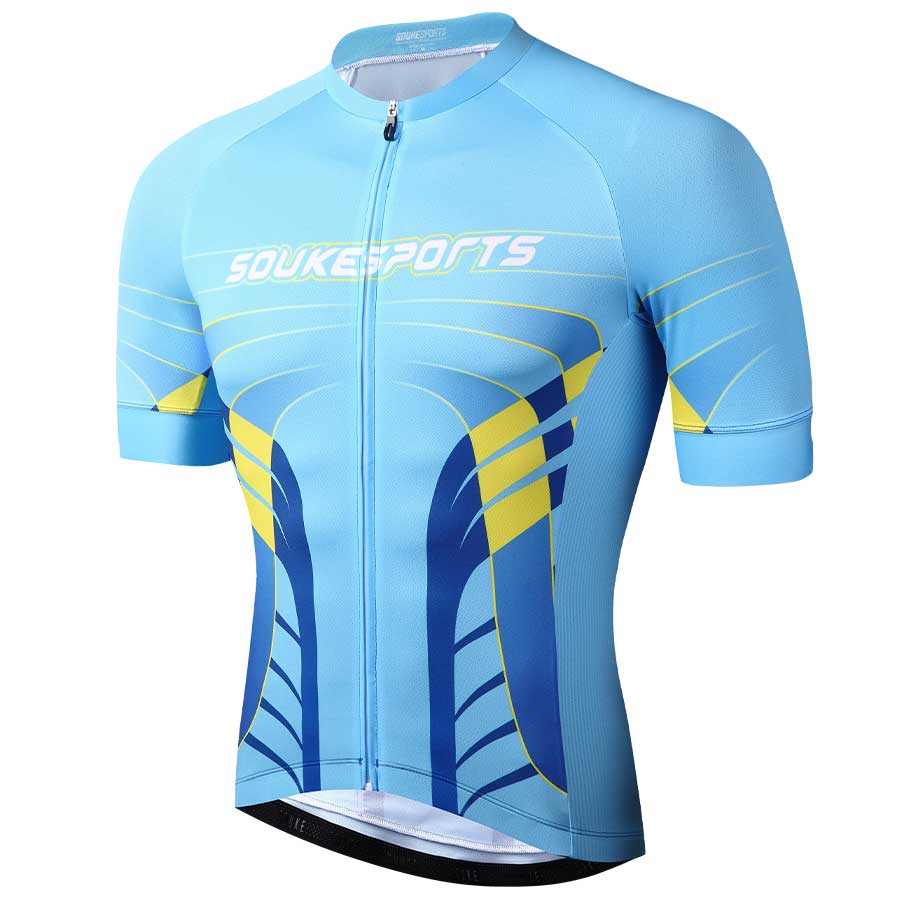 Souke™ Men's  Pro Team Solid Cycling Jersey With Zip Pocket-CS2116-Blue (6618350059633)