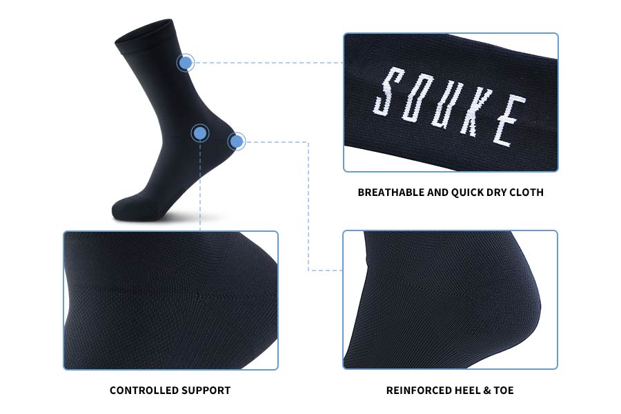 Souke Sports Men's Women's Commuting Socks Heat Absorption PS01-Black-Souke Sports (6654040342641)