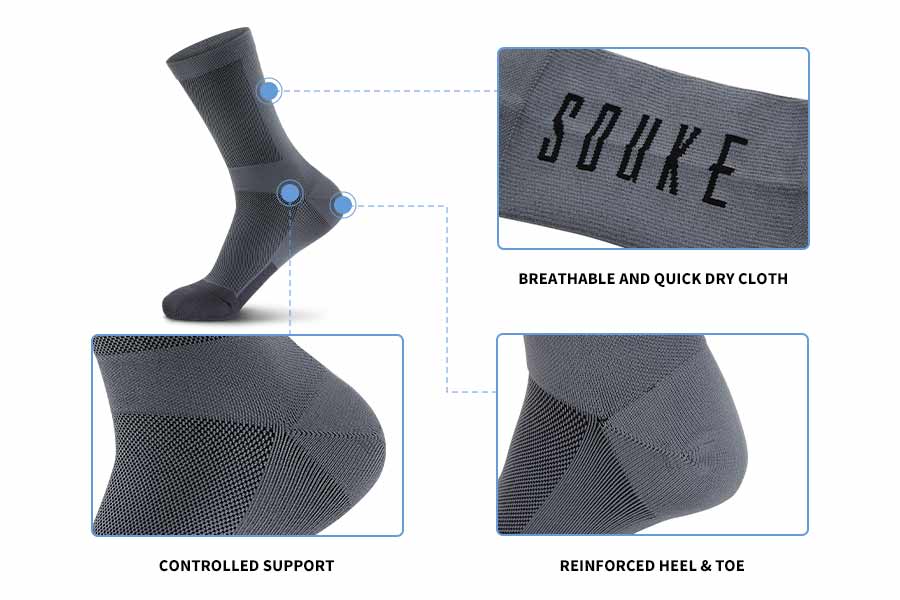 Souke Sports Men's Women's Commuting Socks Heat Absorption PS01-Grey-Souke Sports (6654041063537)