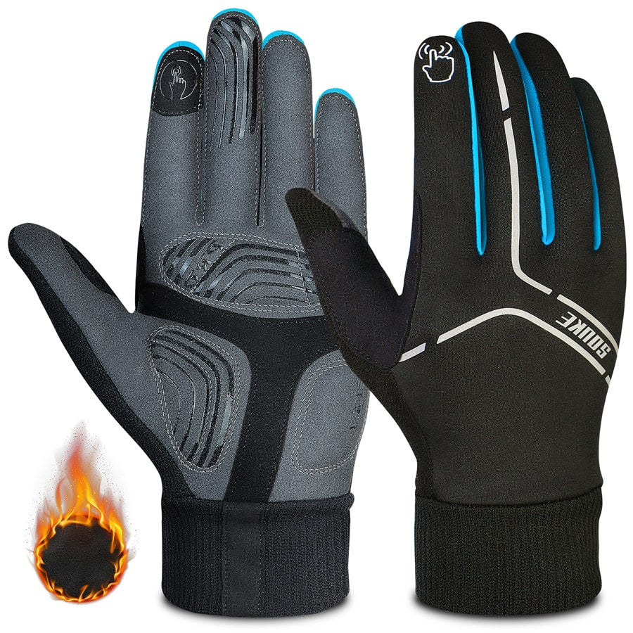 souke sports, souke ST1902, cycling accessories, riding accessories, cycling gloves, FULL finger cycling gloves, bicycle gloves for men and women, road bike cycling gloves, black and blue cycling gloves, cycling gloves padded, padded cycling gloves for men and women, (4590597505137)