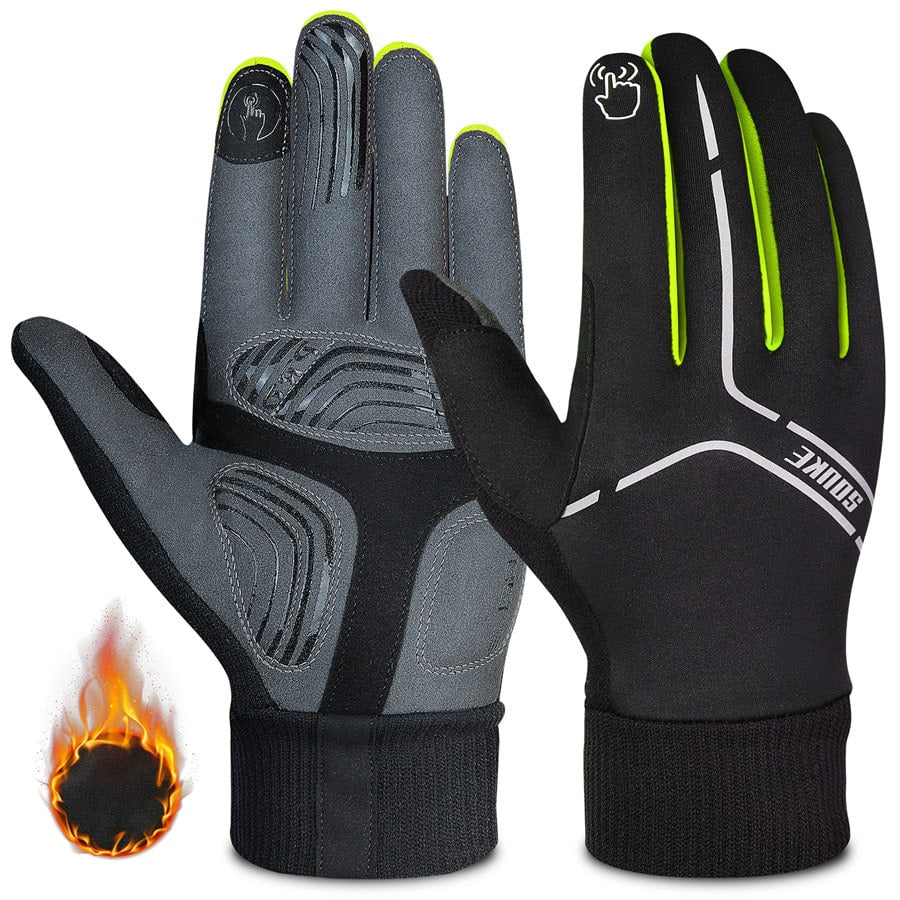 souke sports, souke ST1902, cycling accessories, riding accessories, cycling gloves, FULL finger cycling gloves, bicycle gloves for men and women, road bike cycling gloves, black and green cycling gloves, cycling gloves padded, padded cycling gloves for men and women, (4590597931121)