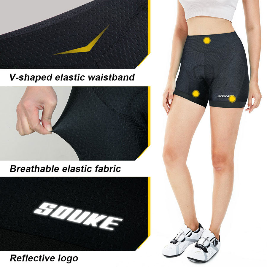 Souke Sports Women's Quick Dry Cycling Underwear-PS6013-Black (6544542105713)