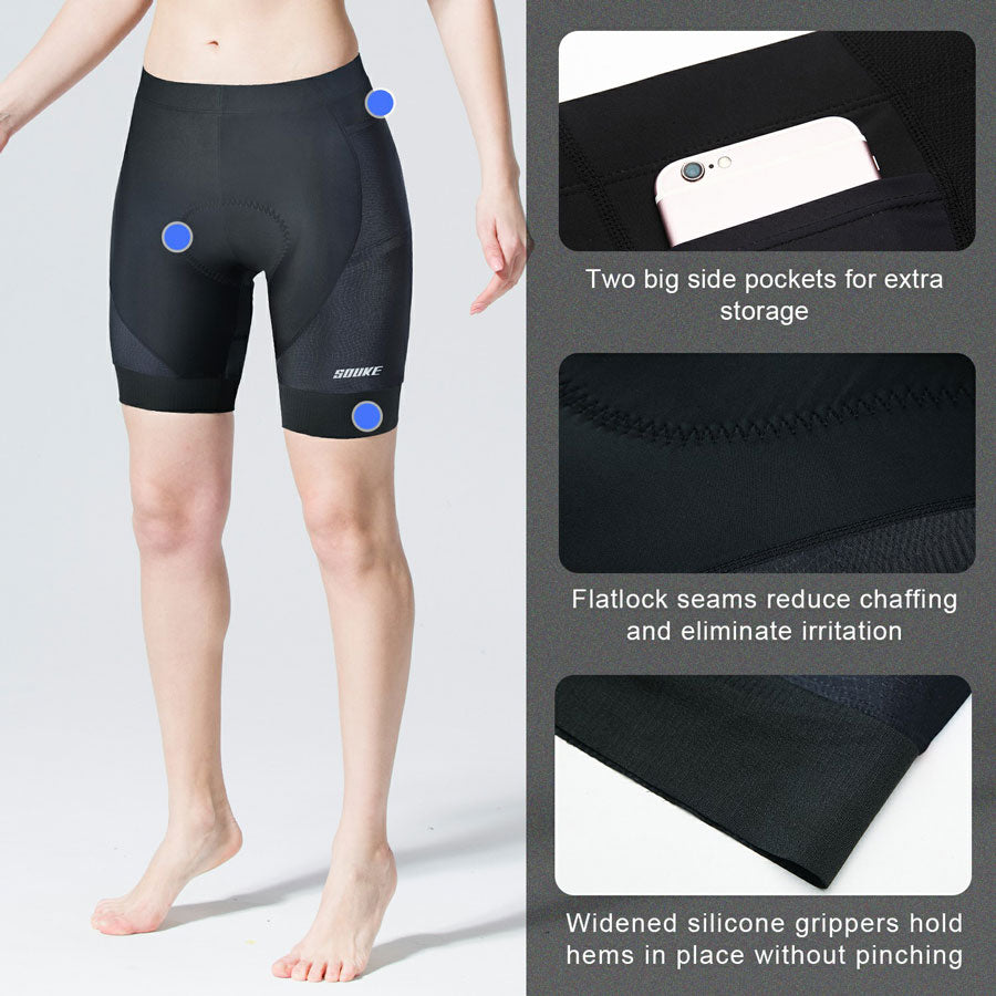 Souke Sports Women's Digital Printing camouflage Quick Dry Cycling shorts-PS0722-Black (6545171185777)