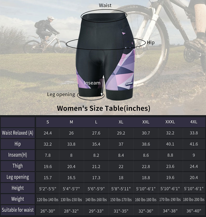 Souke Women s Cycling Shorts 4D Padded Quick Dry PS0722 Purple