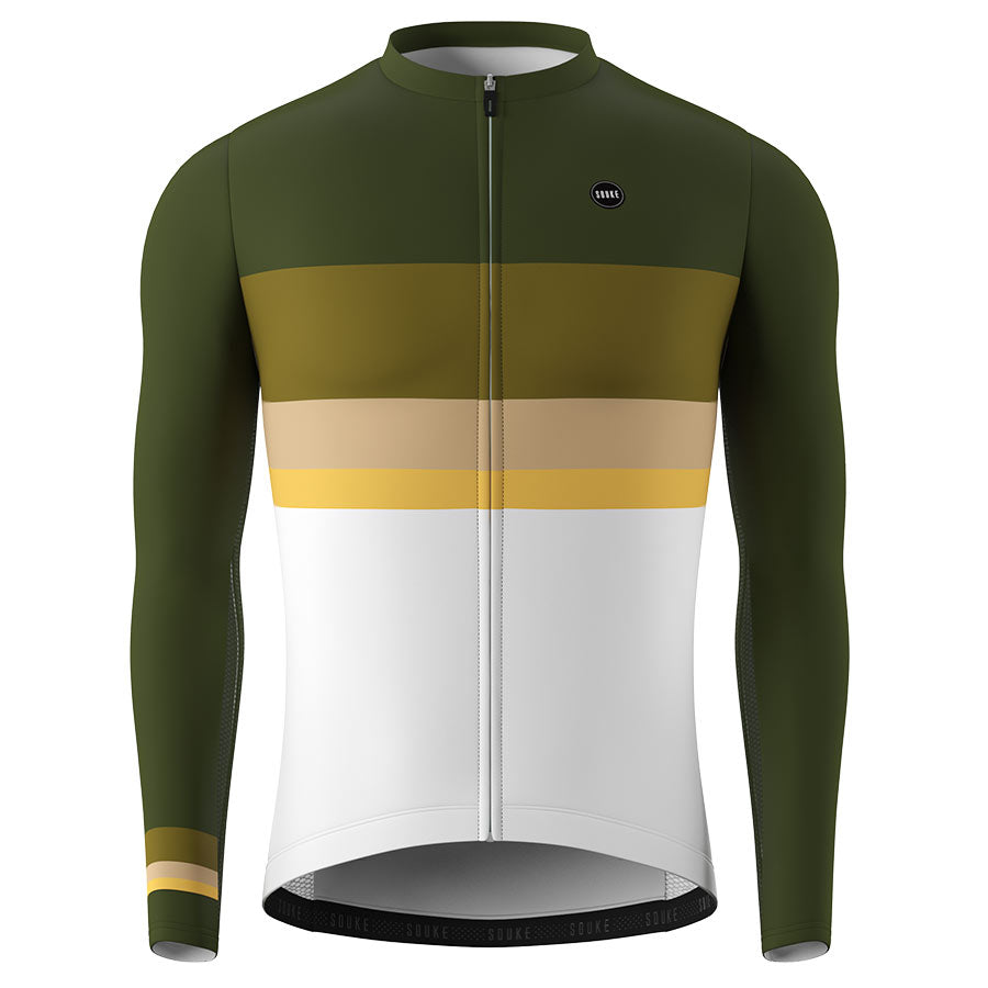 Souke, Soukesports, Men's quick dry, Cycling jersey, Long sleeve, CL1202, Green, Autumn (6632568684657)