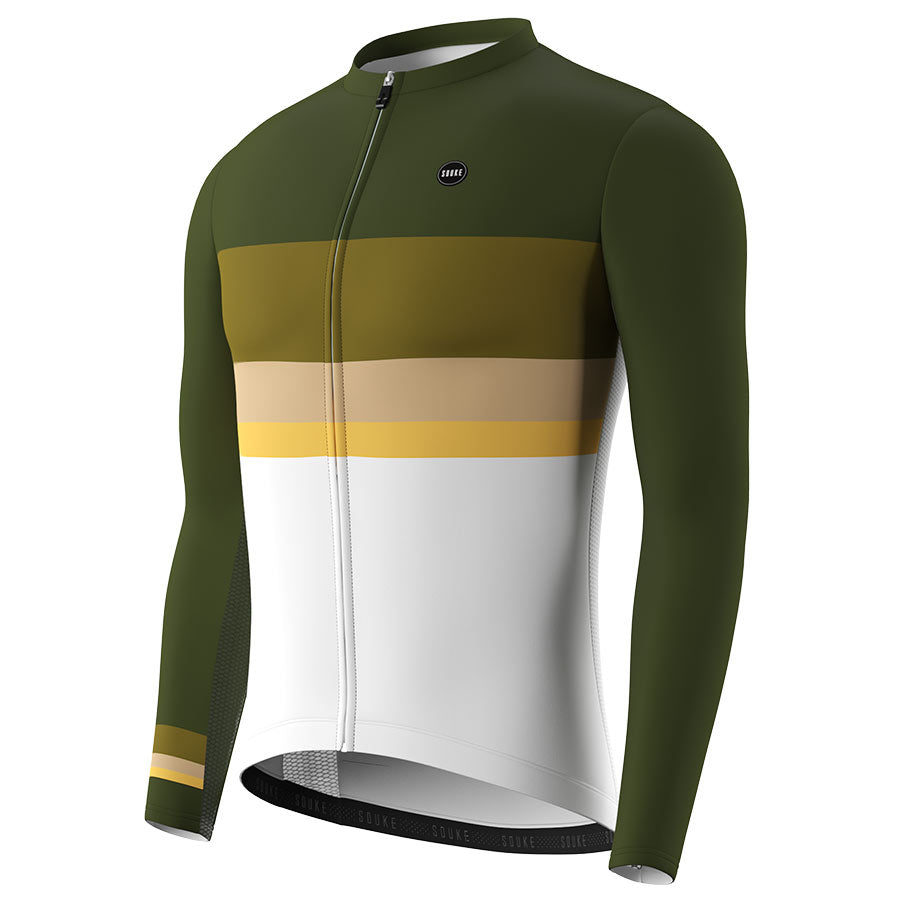 Souke, Soukesports, Men's quick dry, Cycling jersey, Long sleeve, CL1202, Green, Autumn (6632568684657)