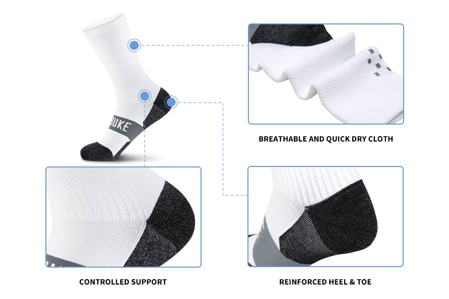Souke Sports Men's Women's Cycling Socks Heat Absorption - MS02 - White (6654039031921)