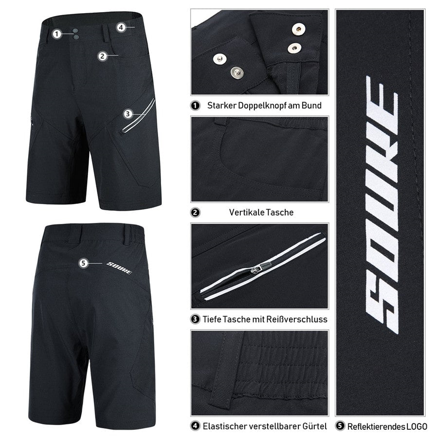 souke sports, souke, souke ps3012, men's MTB shorts, cycle gear, cycling clothing, cycling shorts, bike wear, bike clothing, MTB shorts with pockets, cycling shorts for summer, cycling shorts without pad, black cycling shorts for men, MTB cyclihng shorts for men (4566434218097)