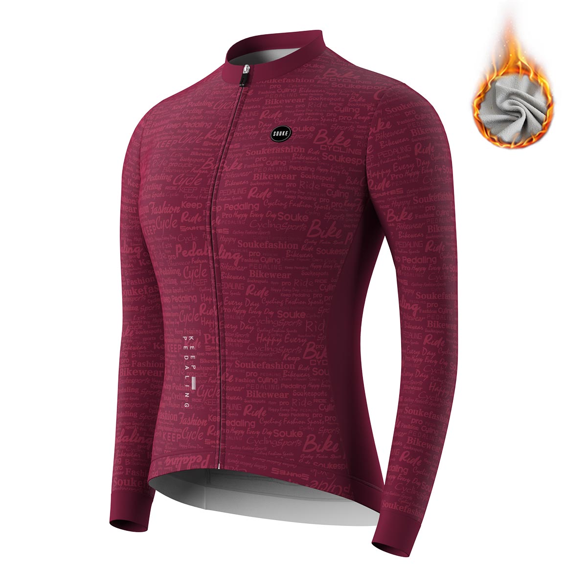 cycling long sleeve jersey, Graphene jersey,jersey for winter,Bordeaux long jersey,jersey for winter and autumn, cold weather jersey (6805603352689)