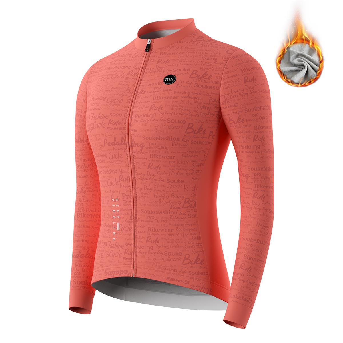 cycling long sleeve jersey, Graphene jersey,jersey for winter,Pink Grapefruit long jersey,jersey for winter and autumn, cold weather jersey (6805616197745)