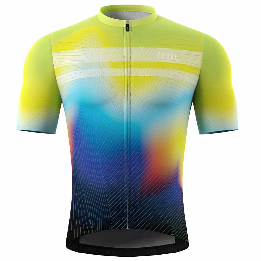 Souke Men's Hi Race Quick Dry Tie Dye Pro Biker Short Sleeve Cycling Jersey, Extreme Comfort, CS1104-Green (6558178738289)