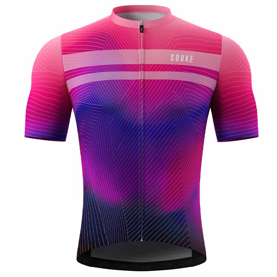 Souke Men's Hi Race Quick Dry Tie Dye Pro Biker Short Sleeve Cycling Jersey, Extreme Comfort, CS1104-Pink (6558177689713)