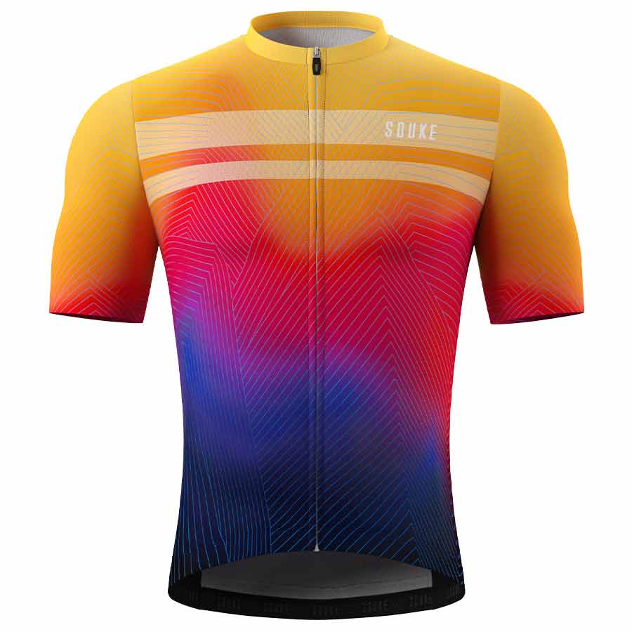 Souke Men's Hi Race Quick Dry Tie Dye Pro Biker Short Sleeve Cycling Jersey, Extreme Comfort, CS1104-Orange (6558172217457)