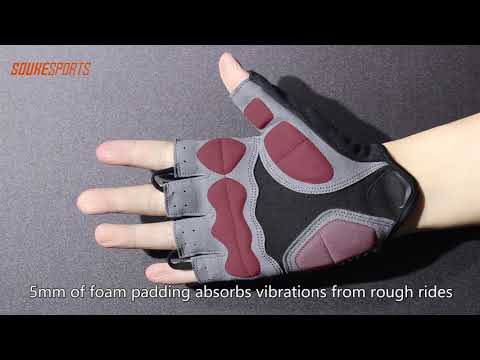 Souke Sports Men's Women's Padded Half Finger Cycling Bike Gloves-SST1901-Black